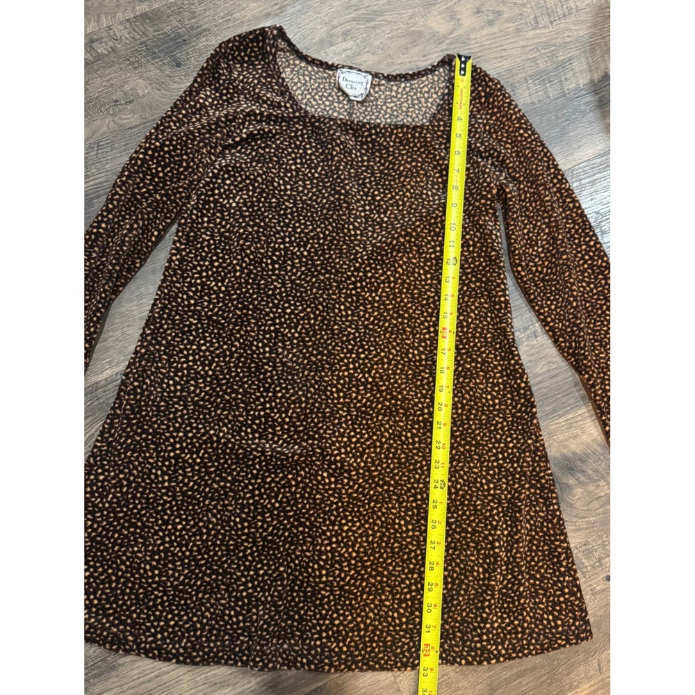 Vintage Dressing Clio Brown Print Long Sleeve Square Neck Dress‎ Medium - Picture 8 of 11